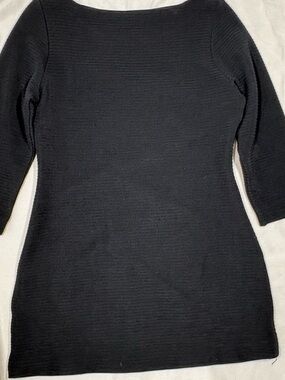 White House Black Market Black Ribbed Boatneck Sweater/Tunic